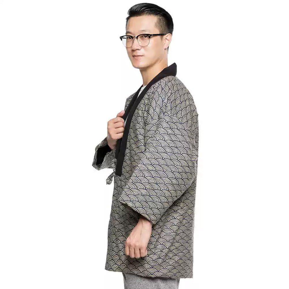 Cappotto Hanten Stampato a, Cappotto Trapuntato Giapponese, Giacca Calda Tradizionale per Uomo, Casa, Hotel, Viaggi E Abbigliamento Casual Quotidiano