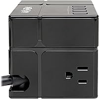 Vista 27 de Tripp Lite TLP66USB - Torre protectora de sobretensiones con puertos USB, 1200 julios, 5 tomas, 3 puertos USB, cable de extensión trenzado
