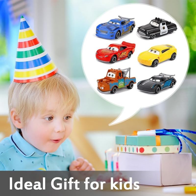 Image of Play Boy Set of 6 Mini Metal Car Model Diecast Metal Alloy Pullback Toy Vehicle with Openable Doors Light and Music Car for Kids (Multicolor)