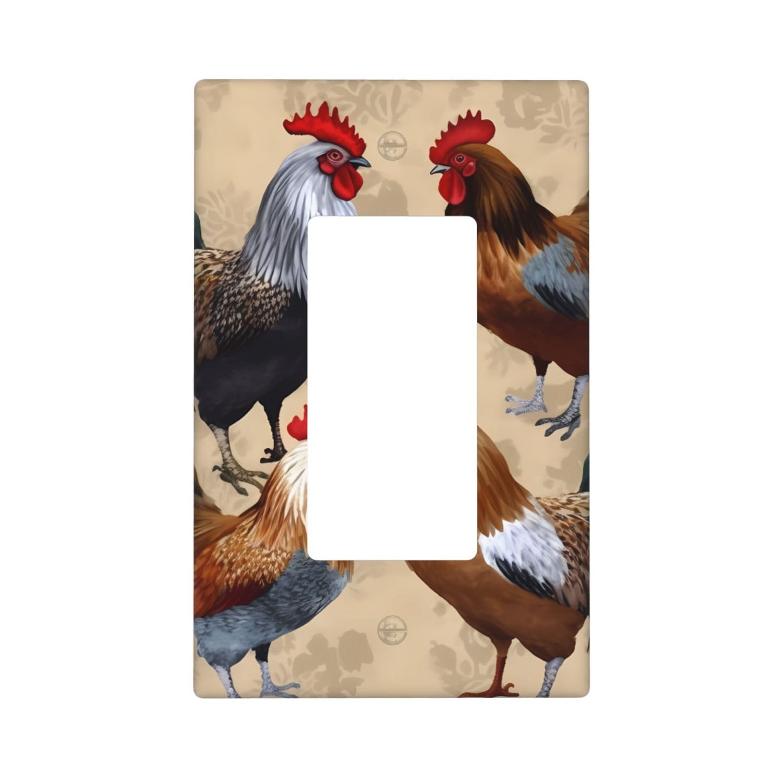 Decorator Wall Plate 1 Gang Light Switch Covers Decorator Receptacle Outlet Covers Rooster and Chicken Print Wall Plates for Electrical Outlets Plug Cover Single Rocker Switch Plates