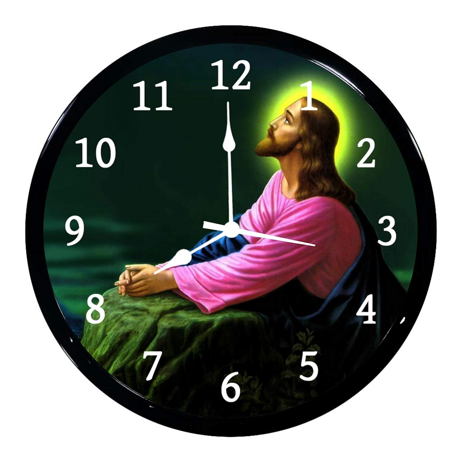 Babawill Jesus Abs Plastic Wall Clock with Glass in Front Stylish Modern