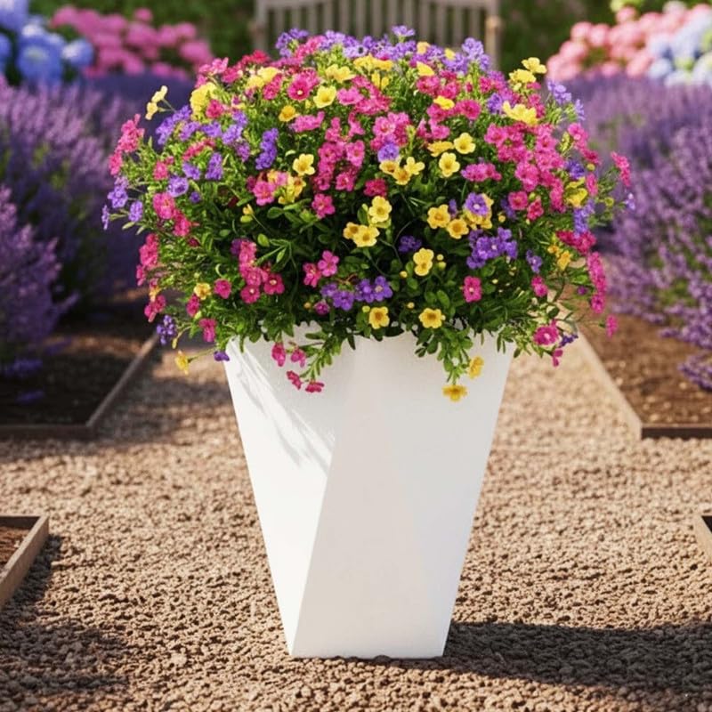 Image of Amazon Brand - Umi Diamond 24 Inch Pots for Planter & Flowers Big Size Gamla - Lightweight, Durable Outdoor & Indoor Planters, Perfect for Balcony & Terrace Gardens (White)