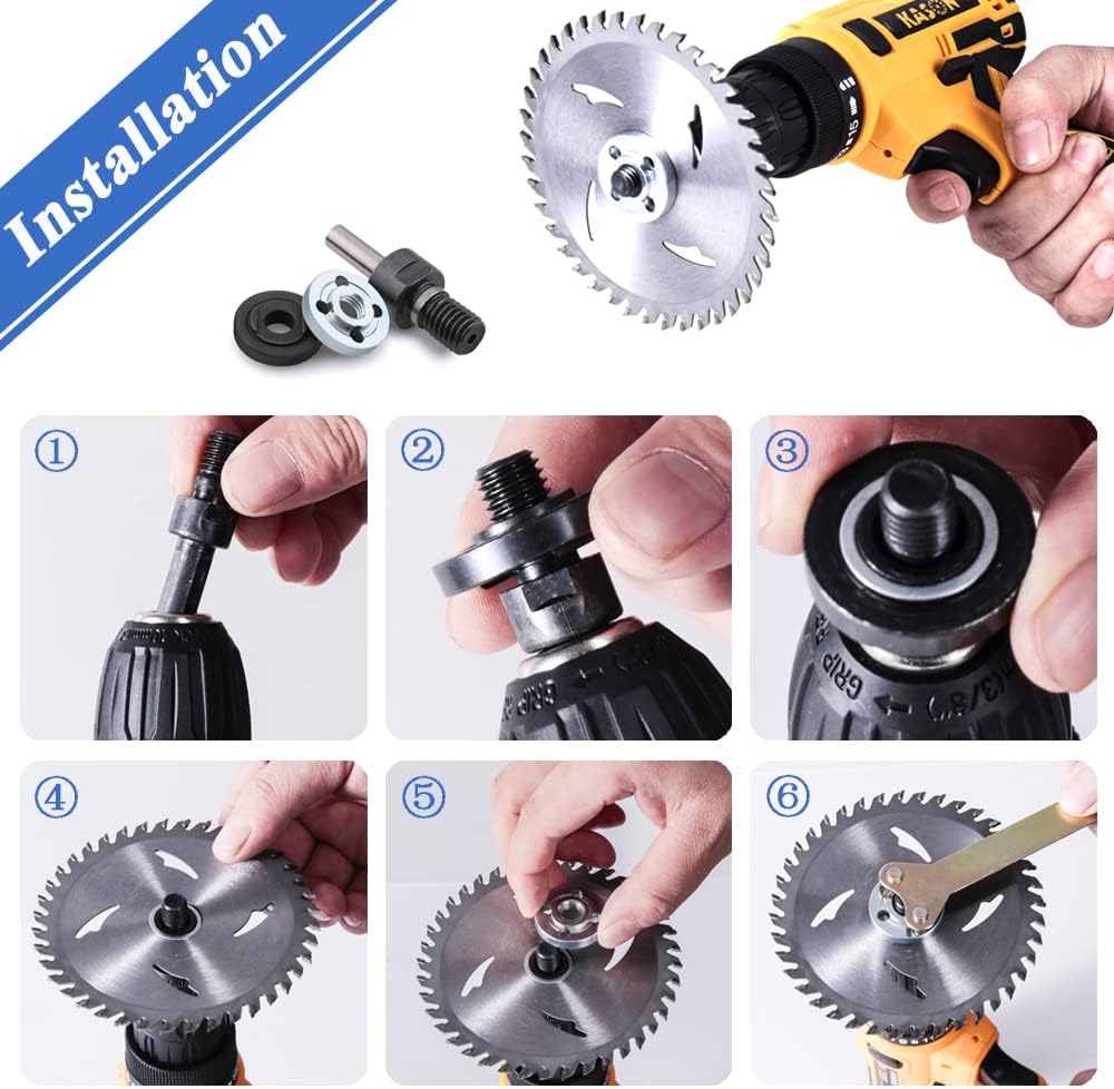 Mesee 6 in 1 Electric Drill Conversion Angle Grinder Adapter Connecting Rod Kit, 6mm & 10mm Arbor Mandrel Adapter with Spanner Variable Shaft Coupler Converter Tool