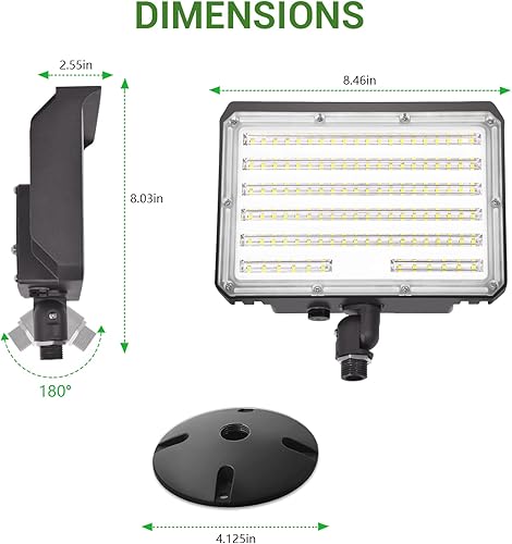 Miniatura 6 de SZGMJIA Paquete de 2 luces LED de inundación de 80 W para exteriores, luz de seguridad con fotocélula del atardecer al amanecer, luz diurna de 5000