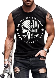 4th of July Shirts Mens Muscle Tank Top 1776 Sleeveless Graphic Gym Workout American Flag Shirt
