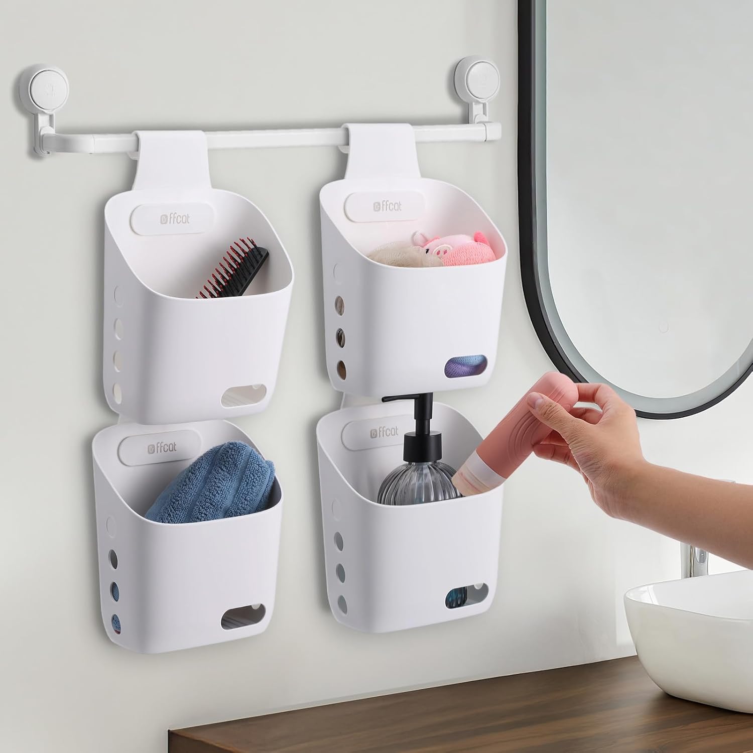 2 Pcs Plastic Hanging Basket Kitchen Storage organizer, Basket with Detachable hook, Hang it behind a door or on a railing, Over the Cabinet Door - Image 5