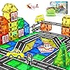 6170kuqlpgl - Magnetic Tiles Road Set with Cars for Toddlers, Magnetic Blocks for Kids Ages 3-5 4-8 5-7, Gifts for 3+ Year Old Boys Girls Kids Toys Classroom Must Haves, Magnet Building Blocks Expansion Pack