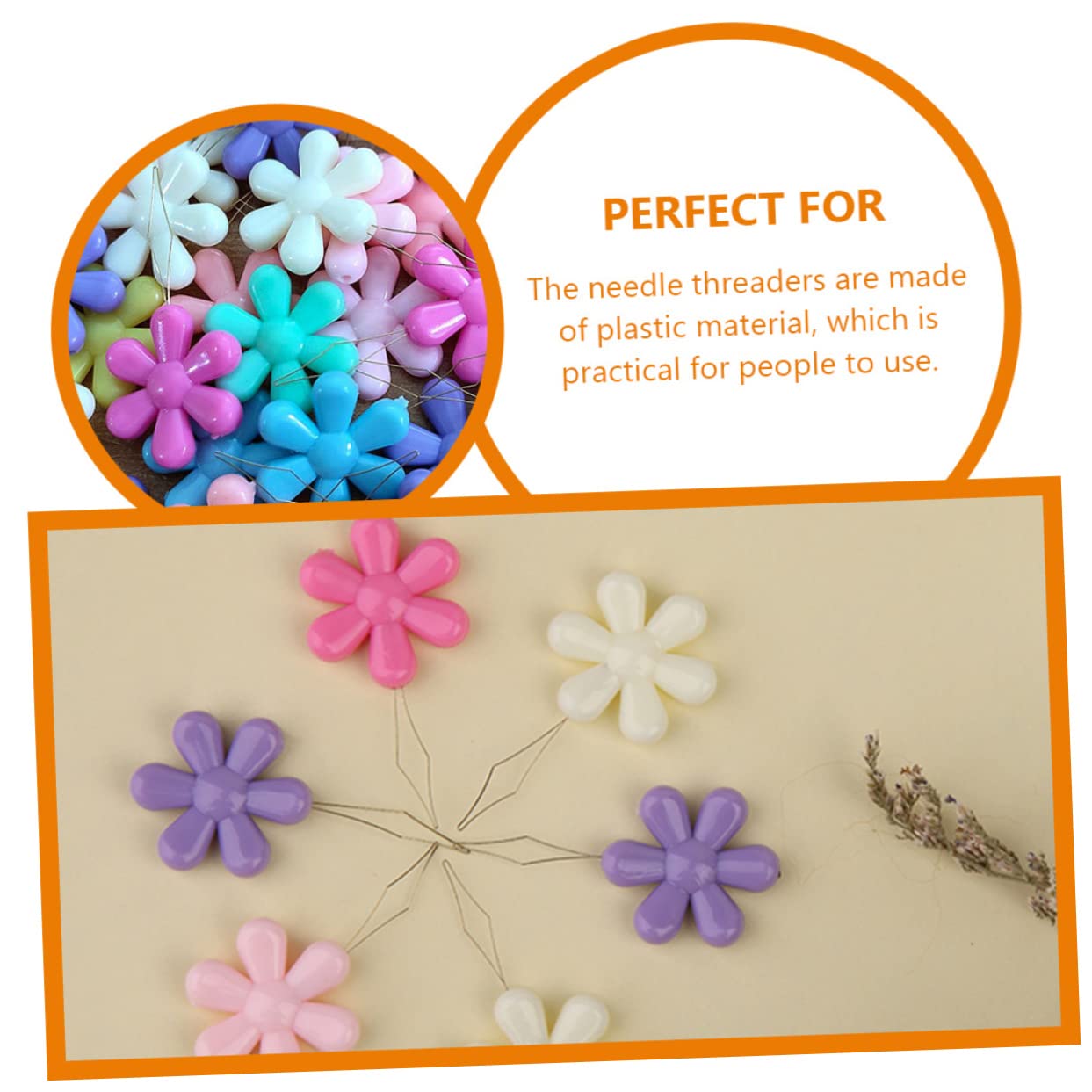 VILLCASE 4 Set di Infila Ago A Forma di Fiore per Cucito A Mano Ricamo Cucito per E Nonna 50 Pezzi*4