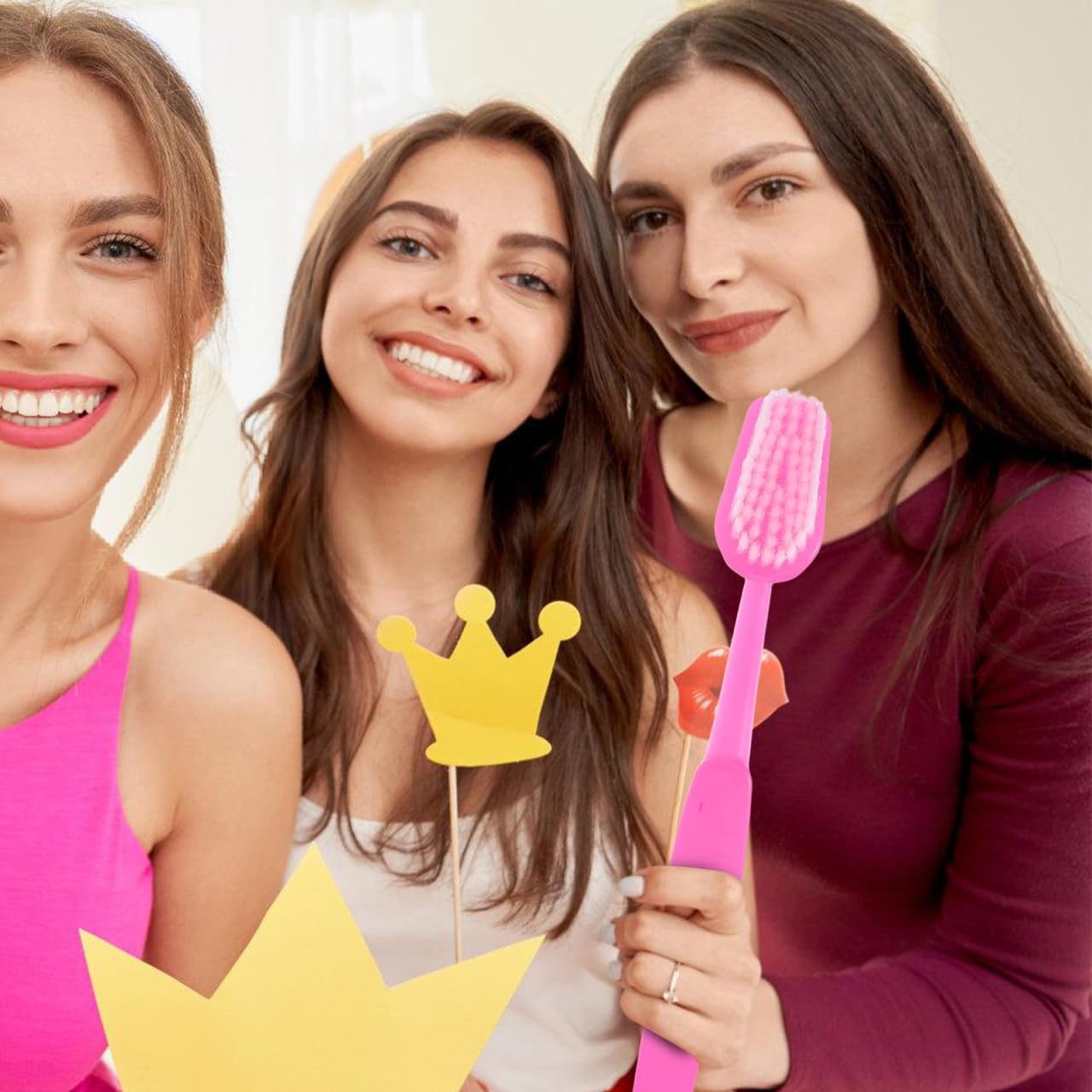 ibasenice Giant Toothbrush Prop - Oversized Toothbrush Large Big Brush Prop Oversized Toys for Costume Take Picture Party Favor Pink