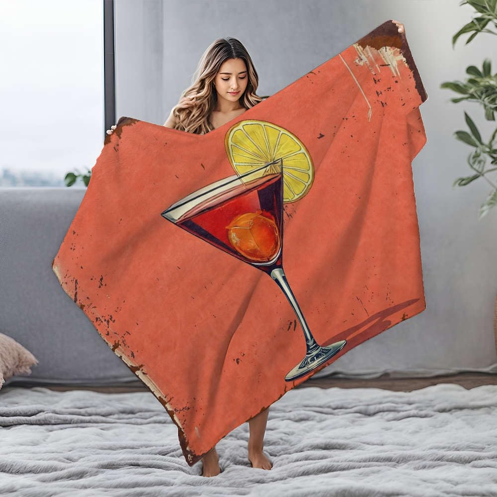 Couverture polaire épaisse cocktail martini idée cadeau originale et déco douce