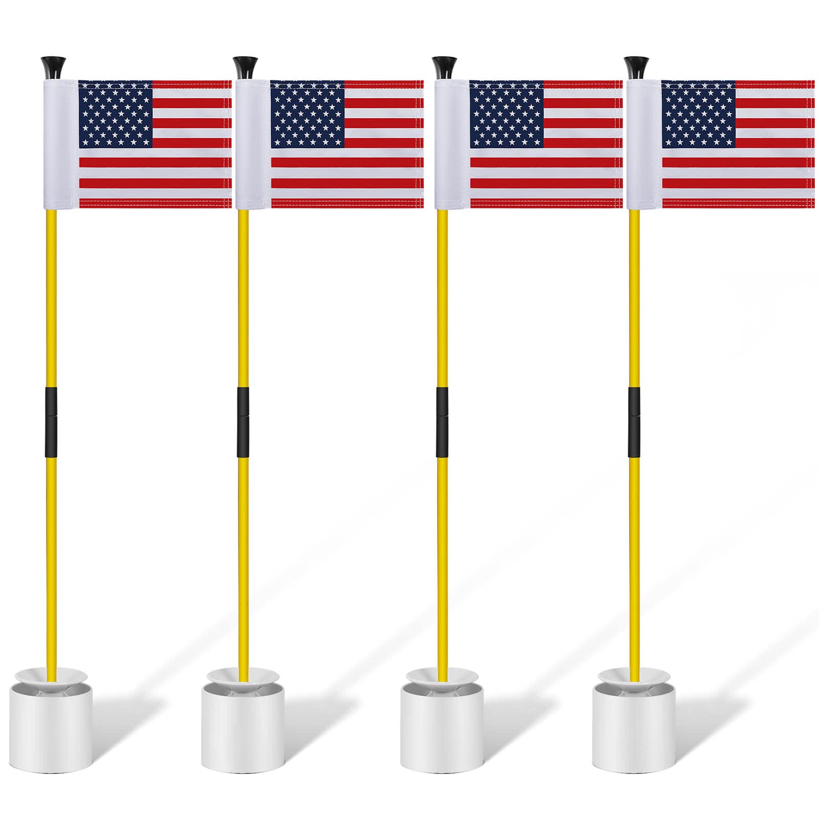 Meooeck Golfflaggenstab, 91 cm, grüne Putting-Flagge und Lochbecher-Set für Hof, tragbar, 2 Abschnitte, Fiberglas, Mini-Golf-Set für Driving Range Hinterhof, doppelseitige amerikanische Flagge, 3