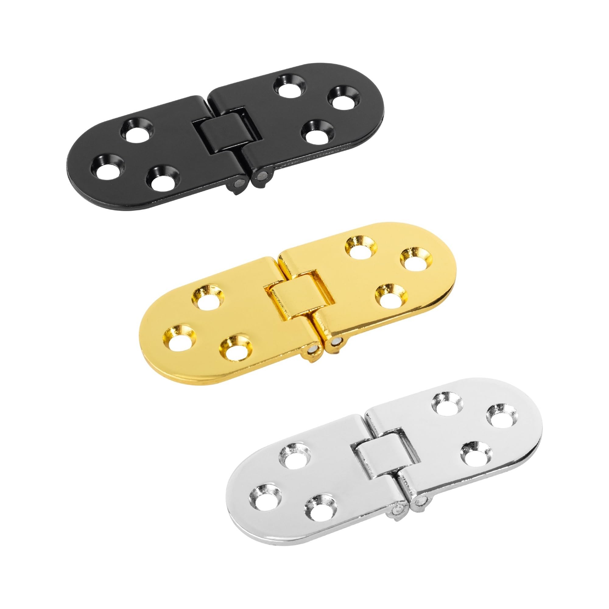 Sharunsfeli Gold 2Pcs 2Pcs 180 Degree Foldable Flap Screw-On Hinges Folding Table Cabinet Door Rounded Corner Hinge(Gold 2Pcs)