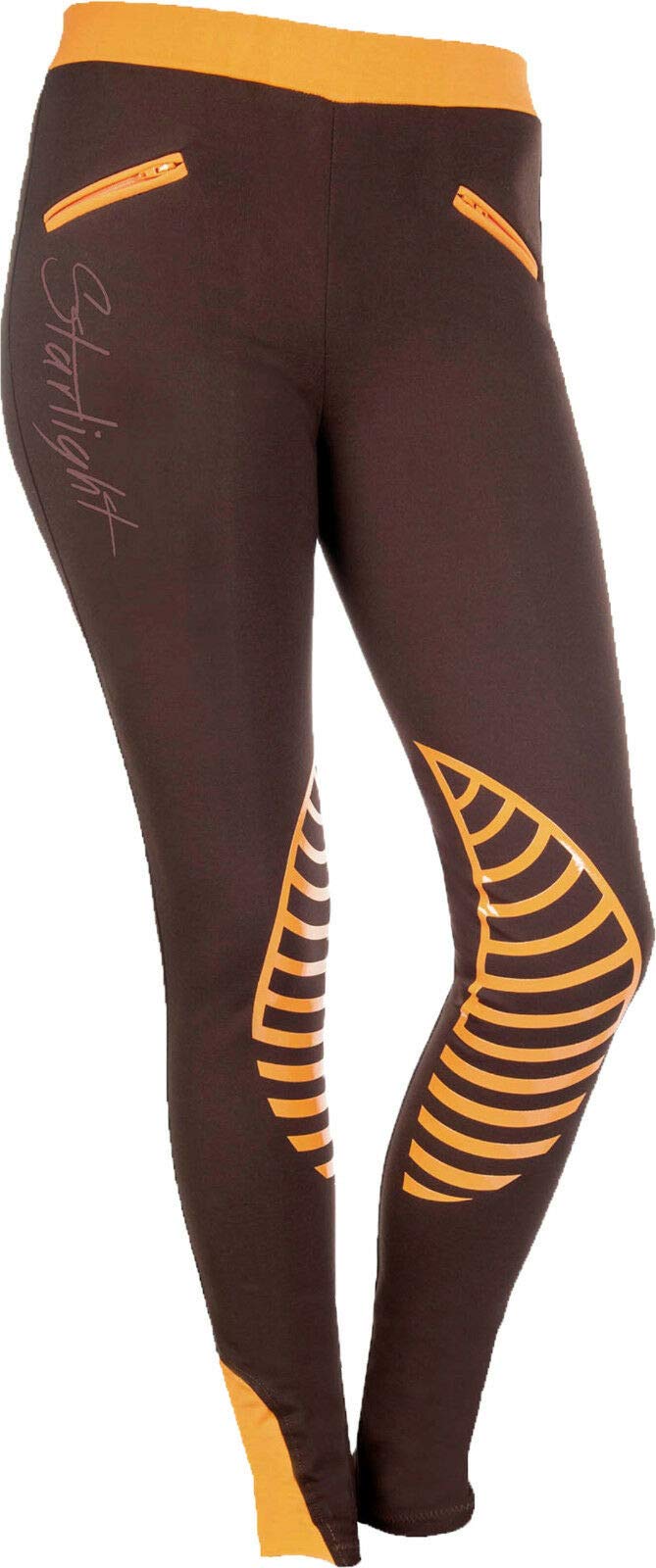 HKM 9228 Starlight, Leggings da Equitazione in Silicone, per Ragazze, Grigio Scuro/Sabbia, 36
