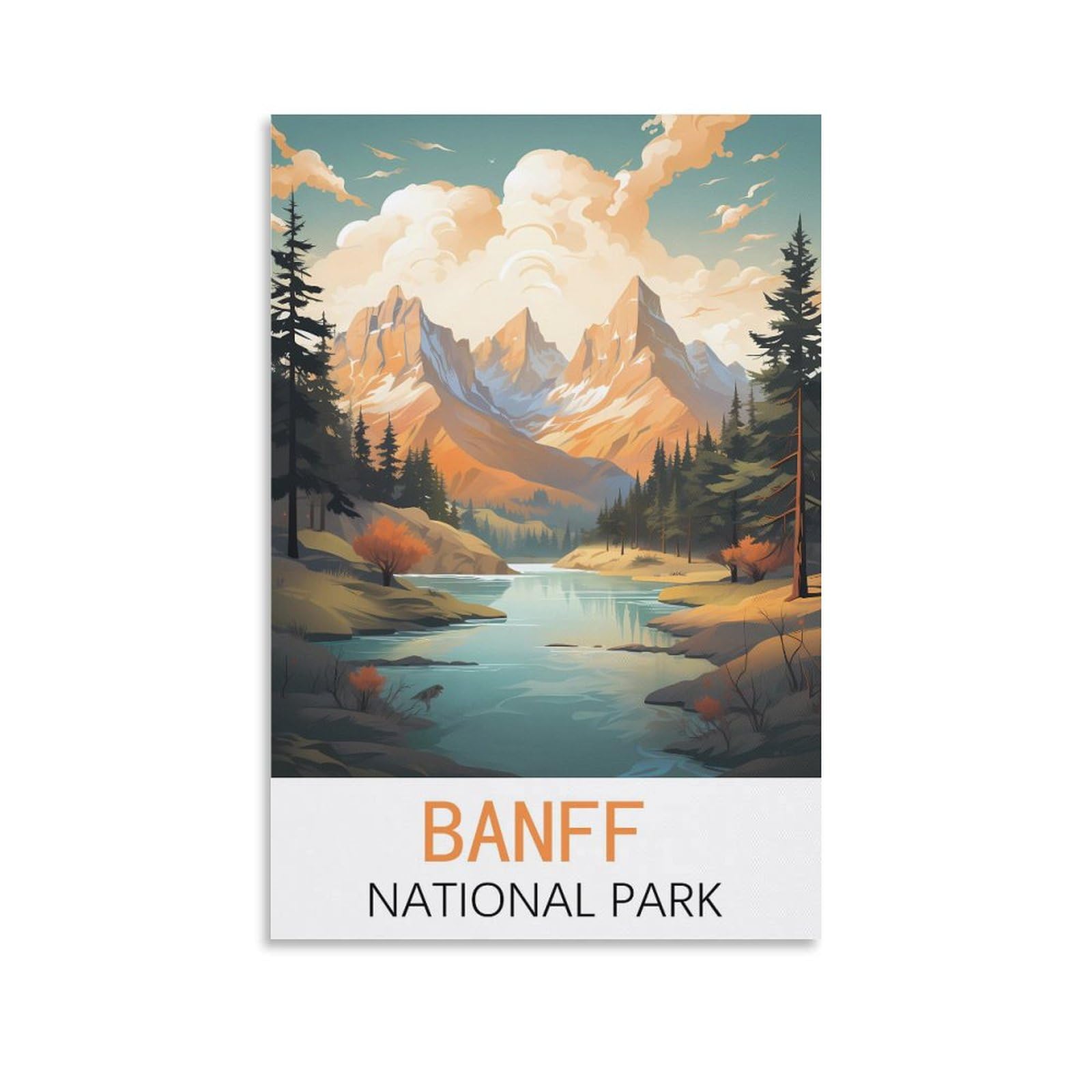 HWJJUII Banff National Park Vintage Travel Posters 12x18inch(30x45cm) Canvas Wall Posters And Art Picture Print Modern Family Bedroom Decor Posters