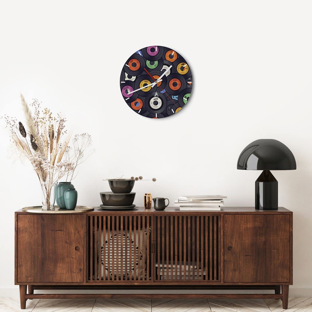 Moderno Reloj de Vidrio 40x40cm Redondo Decorativo Cultura Música - 4185