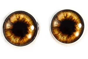 10mm Sew On Teddy Bear Brown Glass Eyes Shank Buttons with Loops