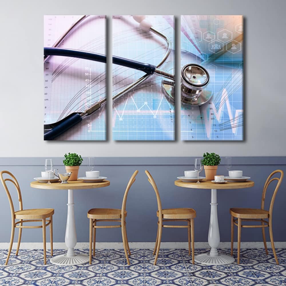 TUMOVO Bathroom Decor Wall Art Medical Wall Decor 3 Piece Modern Medical Posters and Prints Wall Decoration for Living Room Office Bedroom Framed Gallery-Wrapped Ready to Hang (42" Wx28 H)