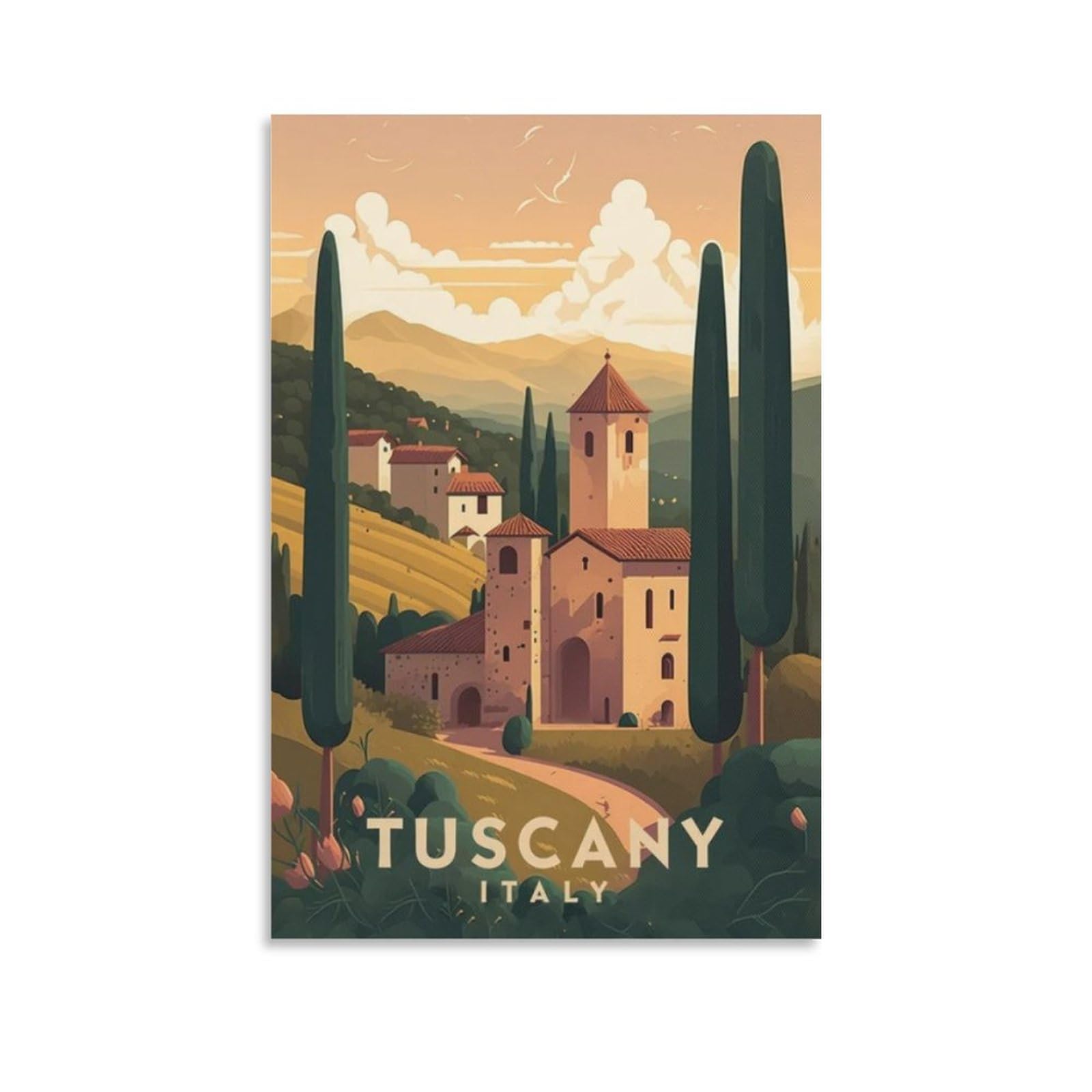 Meidai Unframe-Style Tuscany Italy Vintage Travel Posters Landscape 08X12inch(20X30cm) Wall Art Picture Print Canvas Art Poster Modern Family Bedroom Decor Posters