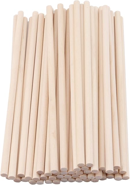 DOITEM 50 Pack Unfinished Natural Wood Dowel Rods Hardwood Sticks for Crafts and DIY (200mm x 5mm)