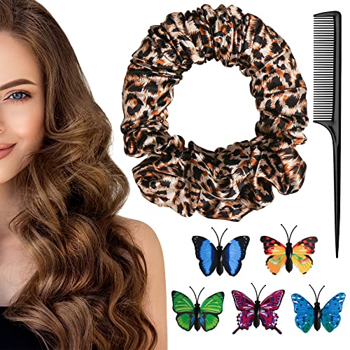 2022 New Heatless Hair Curler, Centuckos Lazy Hair Curler No Heat, Silk Hair Curler to Sleep in Scrunchies Curlers for Long Hair Overnight Silk Scrunchies (Present 1PC Comb & 5 PCS Butterfly Hairclip)