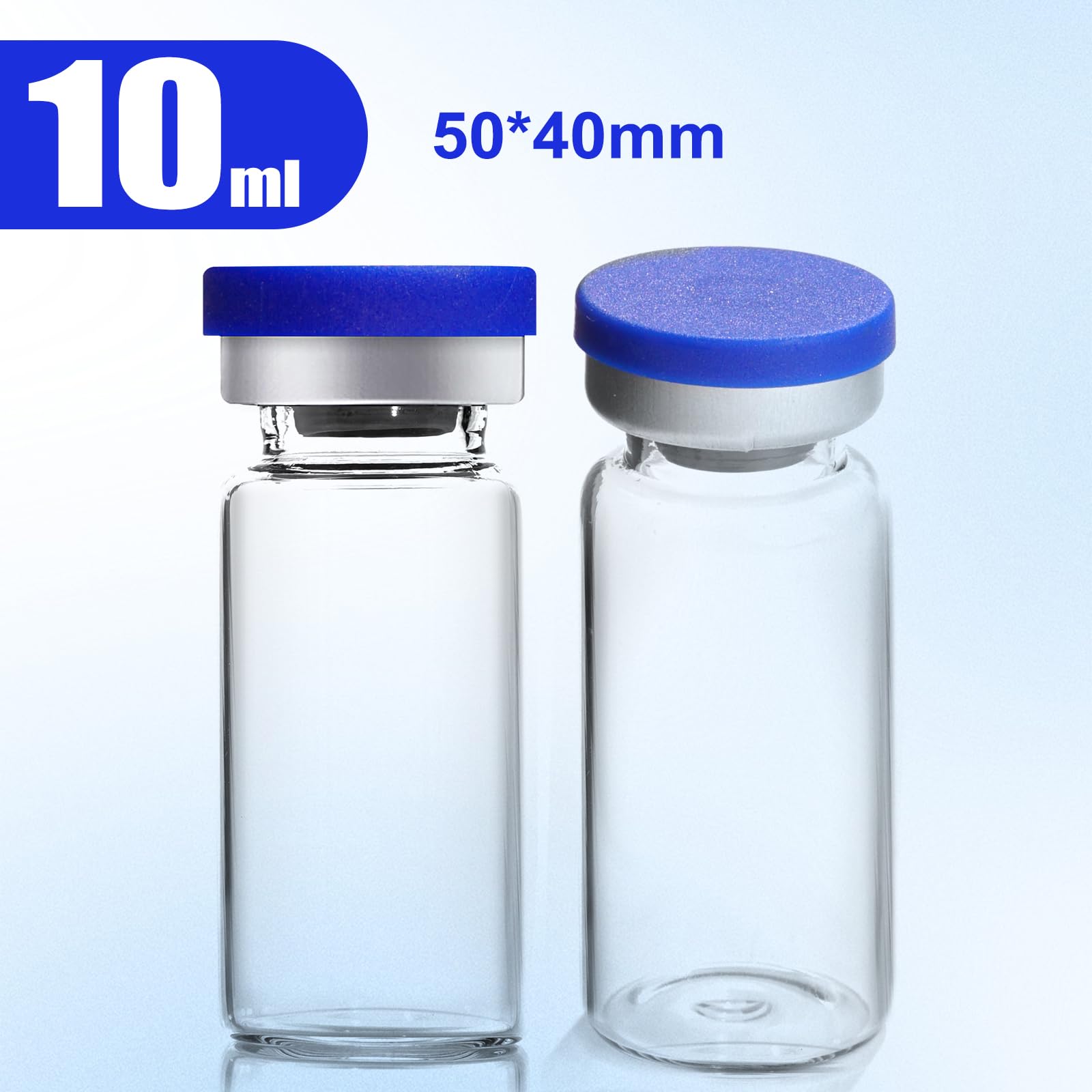 Flaconcini di vetro da 10 ml, vuoti, sterili, con tappi e gomma, fiale sigillate in laboratorio per campioni di liquidi (10 pezzi)