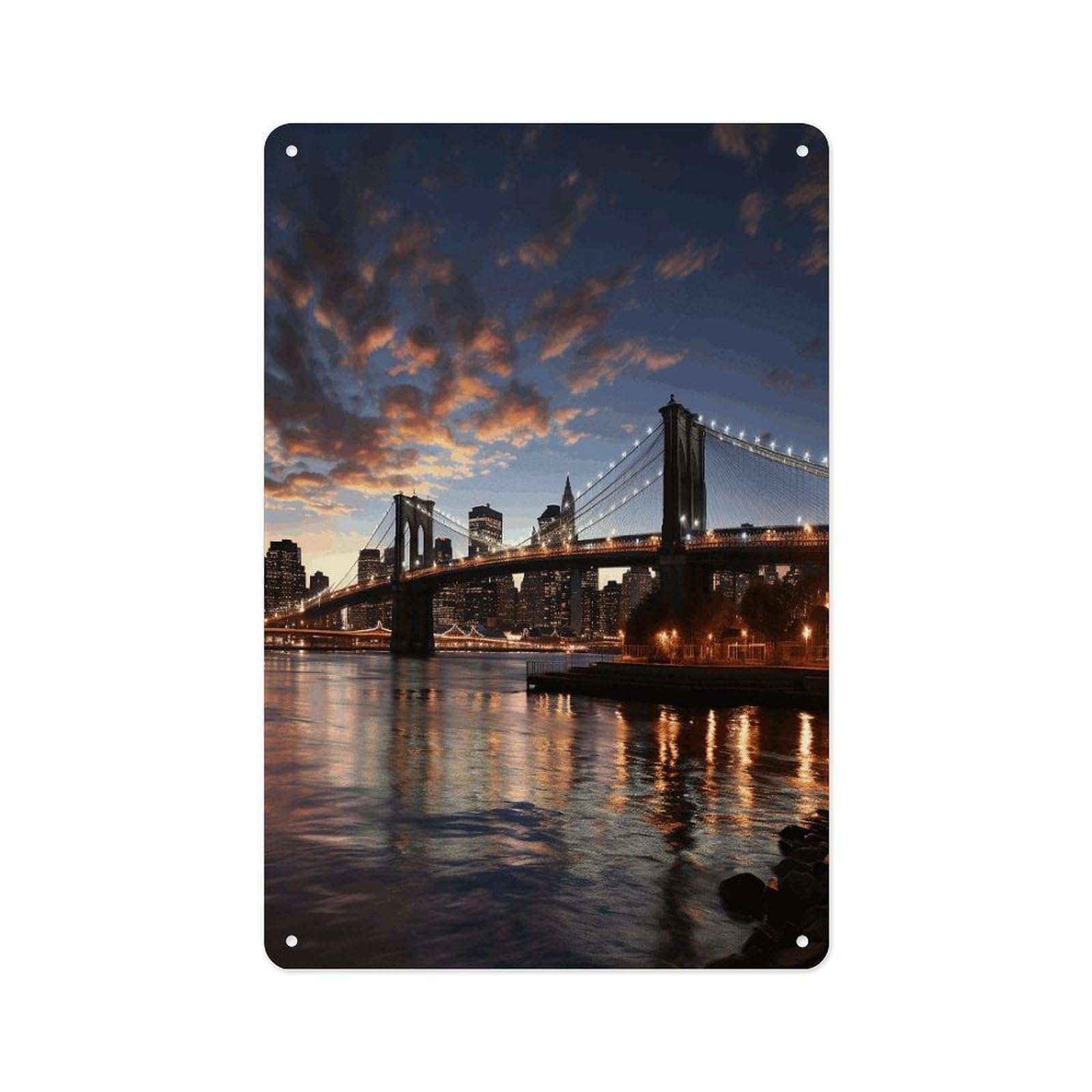 Fekiloot Style New York Bridge Wall Decor Metal Signs Tin Signs Poster