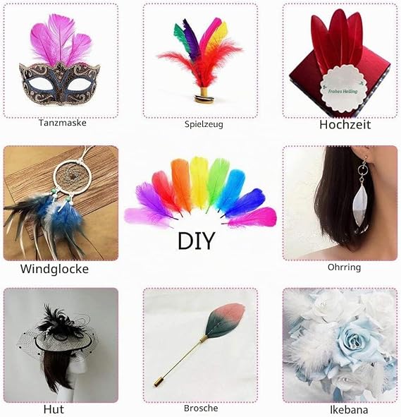 Suneast Pack of 100 Feathers Decoration Natural Goose Feathers Soft Crafts Feather Indian Feathers for Dream Catchers Crafts Costumes Hats Jewellery Decoration DIY Earring - Red 12-18 cm