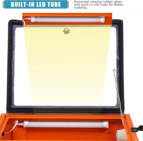 Vista 4 de Motorhot Armario portátil de chorro de arena de aire de 25 galones, gabinete de chorro de arena de aire de potencia de 40-80 PSI, arenado de acero