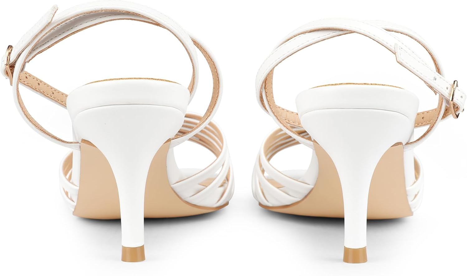 JOY IN LOVE Women's Kitten Low Strappy Heels Ankle Strap Heeled Sandals - Image 5