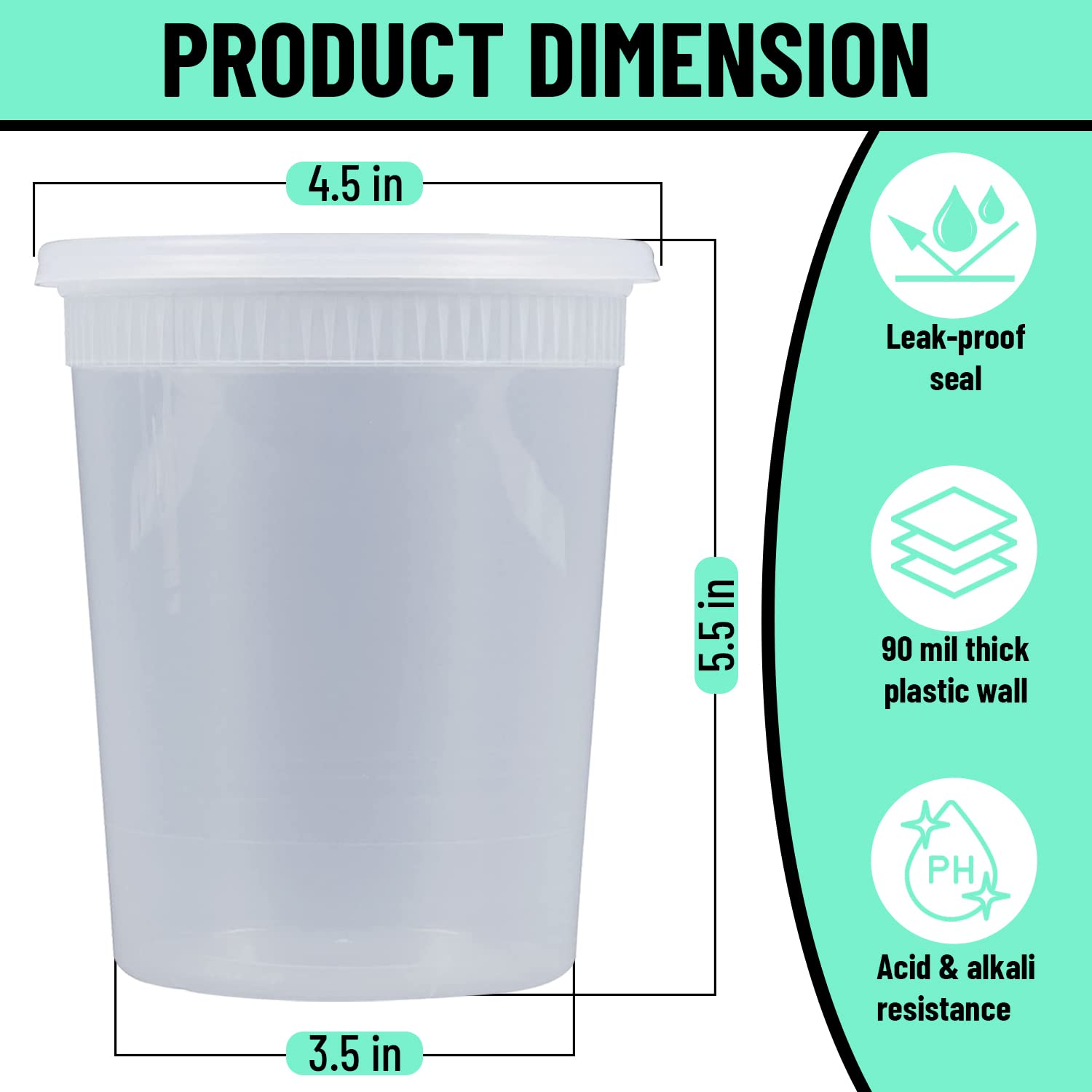 Frischhaltedosen aus Kunststoff mit luftdichten Deckeln, 900 ml, 24 Sets