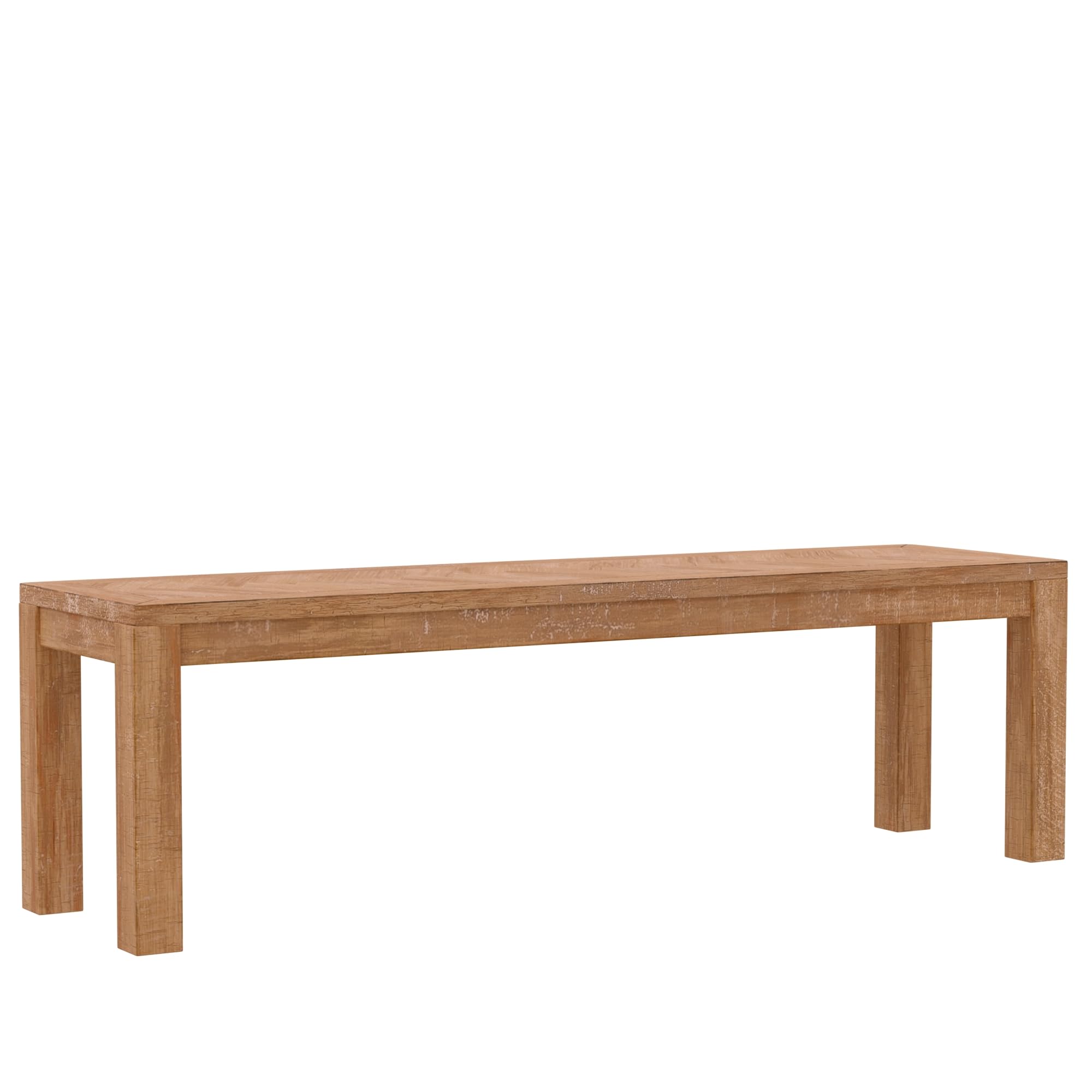 Aiden Solid Pine and Plywood Dining Bench, Weathered Natural