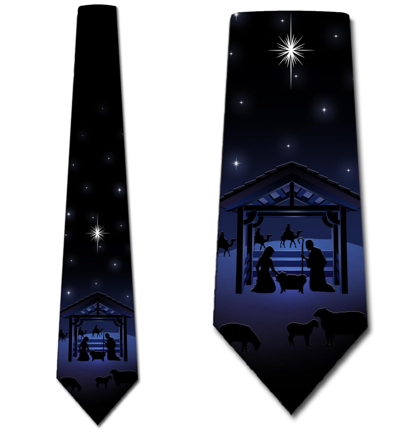 Three Rooker Nativity Scene Ties Mens Religious Christmas Necktie Manger Scene Tie