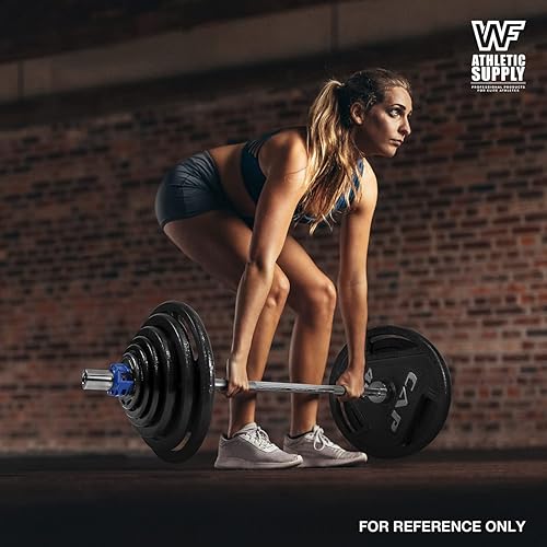 Miniatura 6 de CAPHAUS Barra olímpica de 5 pies para placas de peso de 2 pulgadas, barra de acero sólido para hombres y mujeres, barra de pesas para gimnasio en