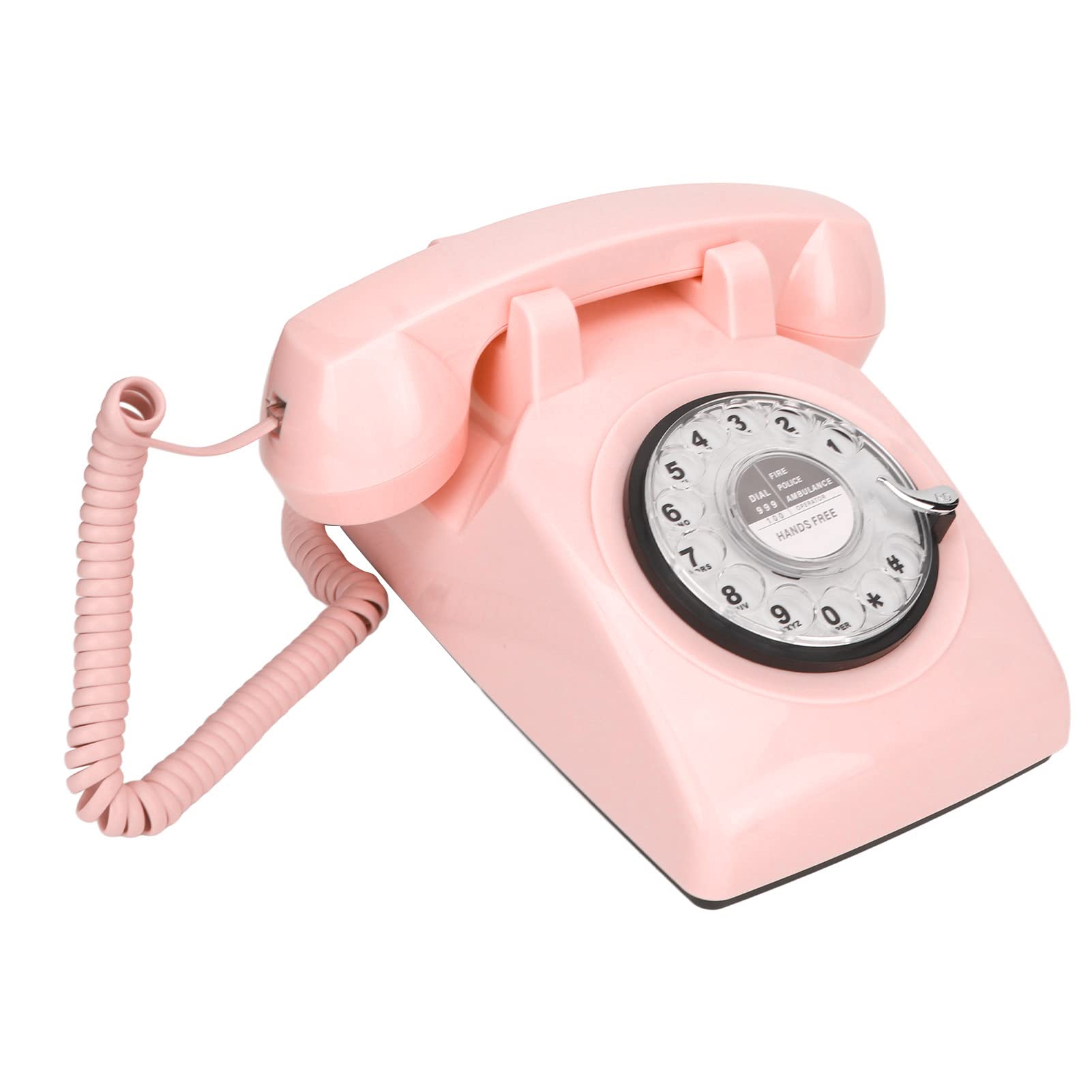 Retro Altmodische Festnetztelefone, Rosa Festnetztelefon, für Wähltelefon mit Mechanischem Klingelton, Vintage Schnurlostelefon mit Lautsprecher für Zuhause, Dekoration,