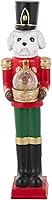 Deco 79 32" Red Fiberglass Dog Soldier Nutcracker Statue with LED Snow Globe - Traditional Christmas Home Decor