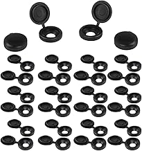 50 Pieces Black Plastic Hinged Screw Cover Caps,Plastic Folding Snap Caps,Black Hinged Screw Cup and Cover Hole Diameter Screw Folding CoverCaps for Covering Protection