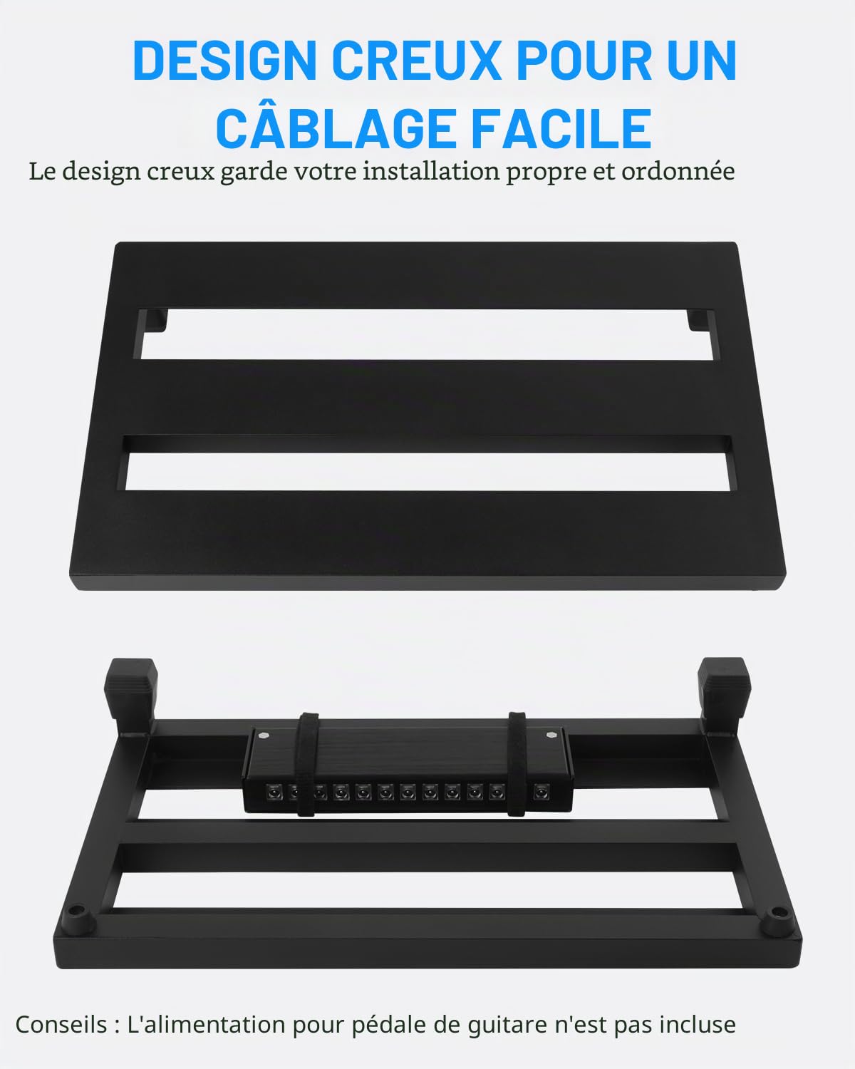 STRICH Pedalboard Guitare, Pédalier de guitare en alliage d'aluminium 0,5 kg Super Light Effect Pedalboard 38,1 x 21,6 cm avec sac de transport, MINI+ 15