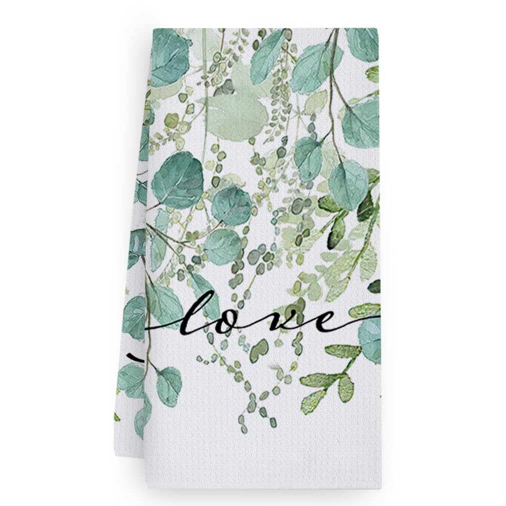 Trapos Cocina Plantas De Hoja Verde Paños de Cocina Suaves y Absorbentes Paños Cocina Reutilizables Trapos de Cocina para Secar Toallas Lavable Toallas de Barra Juego de 4 (40x60cm)