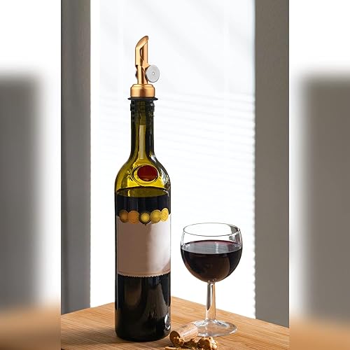 Miniatura 5 de AIEX 4 vertedores de botellas de licor, tapa dispensadora de acero inoxidable con tapa para botellas de vinagre balsámico de aceite de licor (dorado)