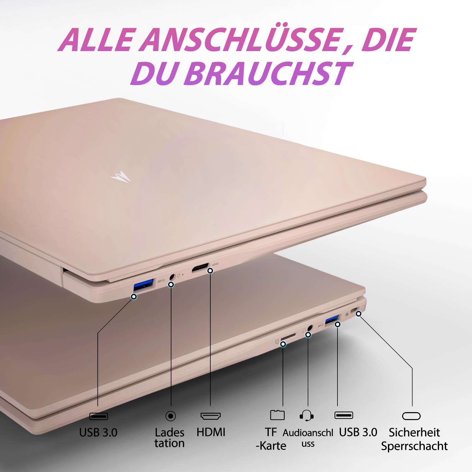 Auusda Laptop 15,6 Zoll FHD IPS Display, 16 GB RAM, 512 GB SSD, Prozessor N5100 (2,8 GHz), Fingerabdrucksensor, Beleuchtete Tastatur, Dualband-WiFi, Bluetooth 4.2 für Business, Studium, Home Office