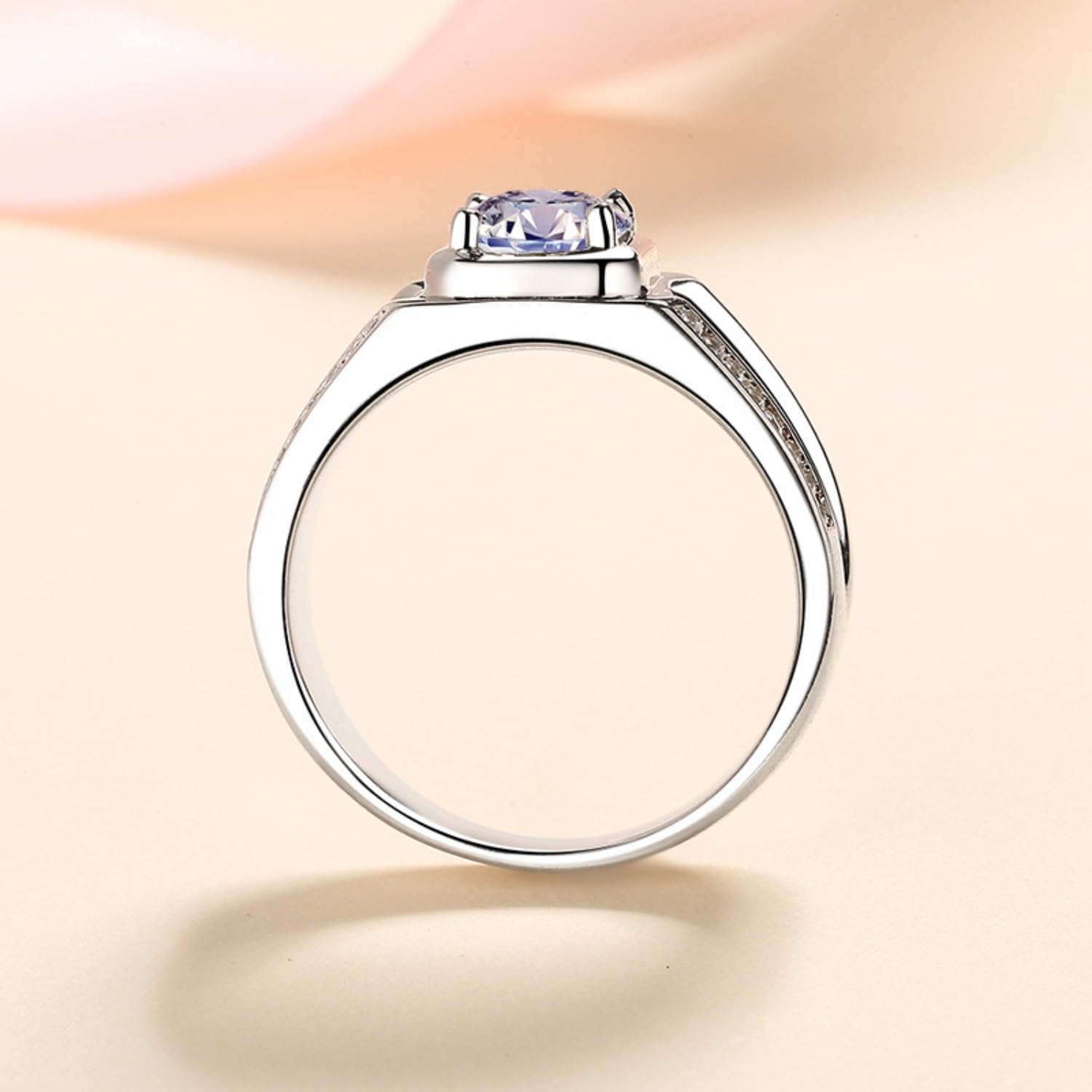 Anillos de compromiso de moissanita para hombre, 1 quilate, corte redondo, color D, VVS1, anillos de boda de moissanita para hombres con certificado