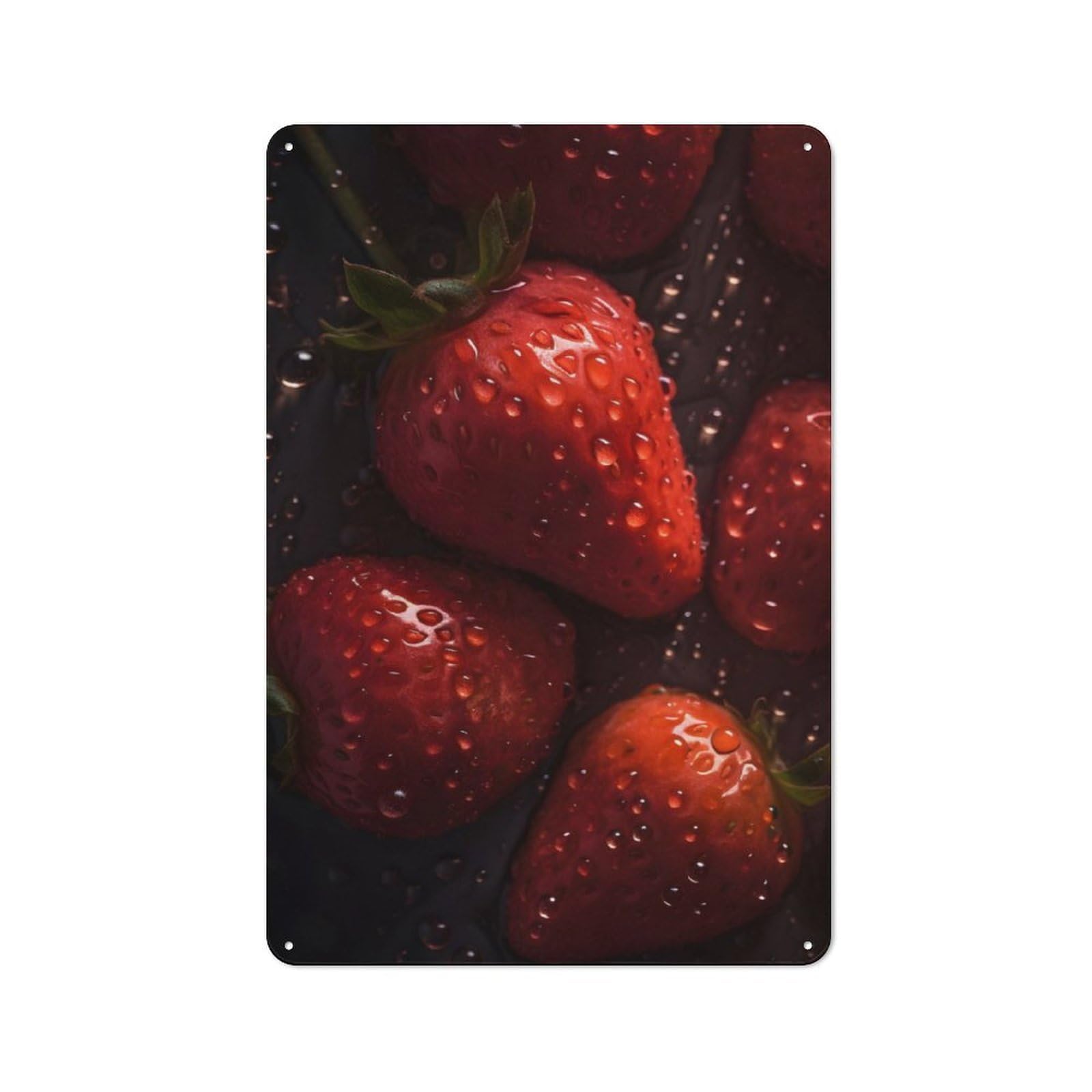 Junmoney Tasty Strawberries Tin Sign 30X20cm For Workshop Wall, Rustic Wall Decor, Suited To Workshop Decor Fans