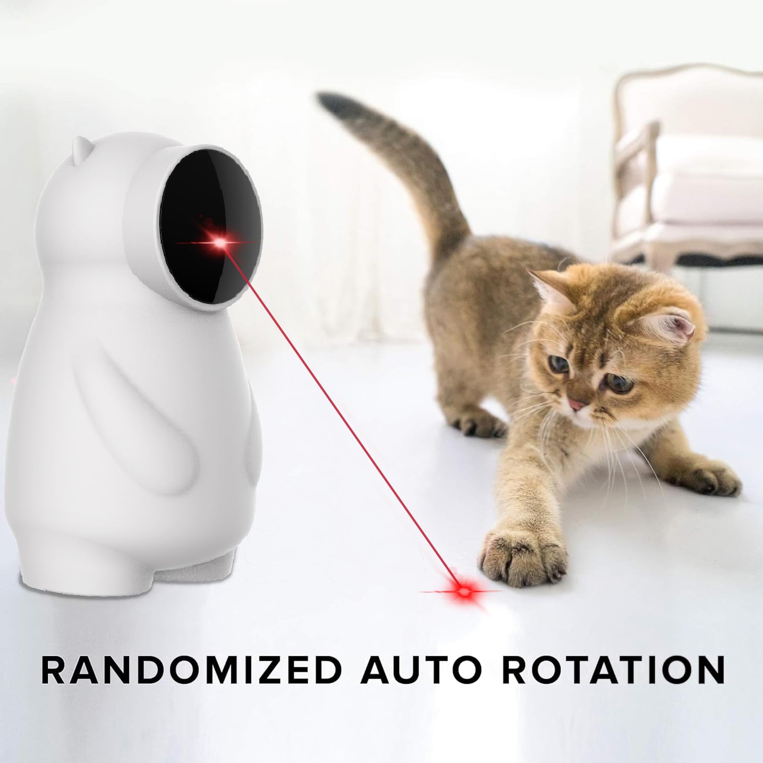 AILEDA Jouet Laser Interactif pour Chat, Automatique avec Trajectoire Aléatoire, Activé par Le Mouvement, Rechargeable, pour Chat/Chaton/Chien