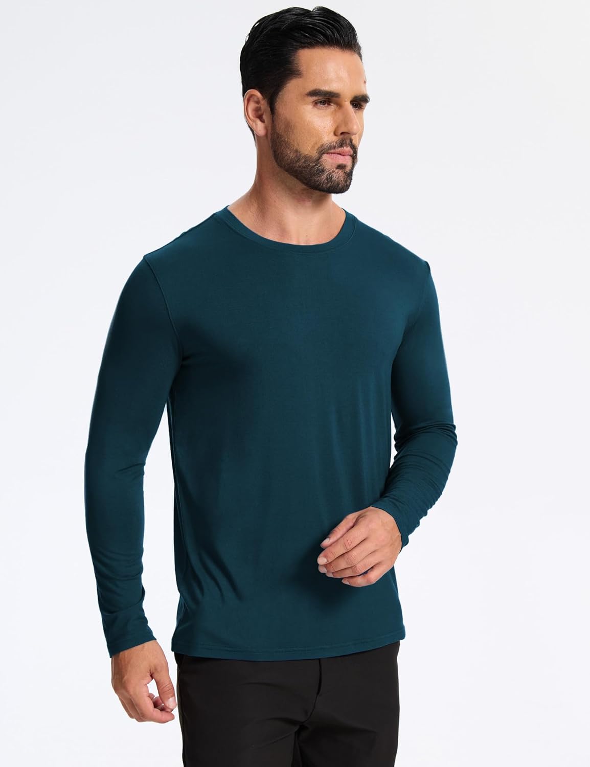 GYS Men's Pajama Top Bamboo Viscose Cloud-Soft Long Sleeve Loungewear Moisture-Wicking Relaxed Fit Sleep Shirt - Image 4