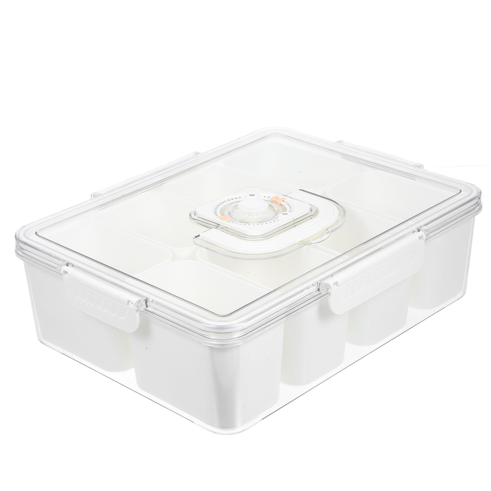 ifundom Caja Portátil de Frutas con 8 Compartimentos y Asa, Blanco