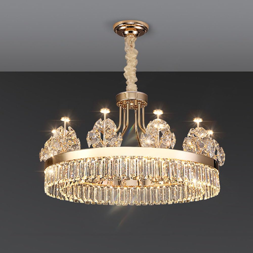 KXEcoLife Modern crystal chandelier, creative light luxury lamp, for living room dining bedroom villa lamps and lanterns,60cm