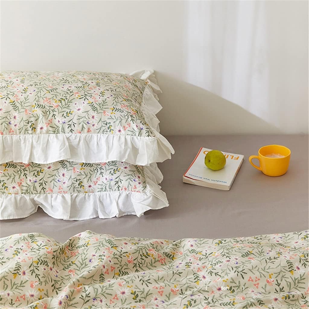 Vintage Ruffled Small Fresh Cotton Pillowcases Pair of Small Floral Literary Single Lace Pillowcases 48 * 74c