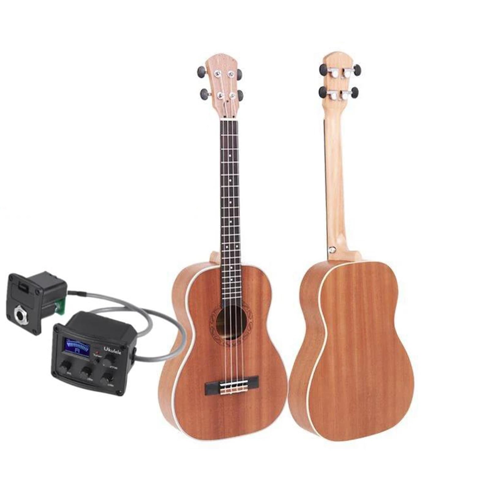 ukulele Ukulele 30 Cali Sapele Mini Elektryczna Gitara Basowa Gitara Akustyczna 4 Struny Ukulele Zamontowany Pickup Gitara Podróżna Gitara Muzyczna(B)