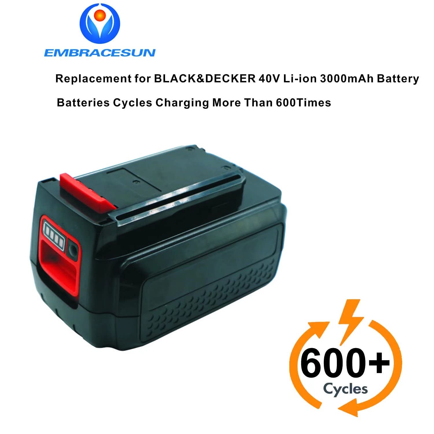 EMBRACESUN 2500mAh Batterie Banque BD40V Li-ION Batterie 36V Le Max Volit 40v Remplacement Pour Black&Deck 36V Batterie LBXR36 LBX36