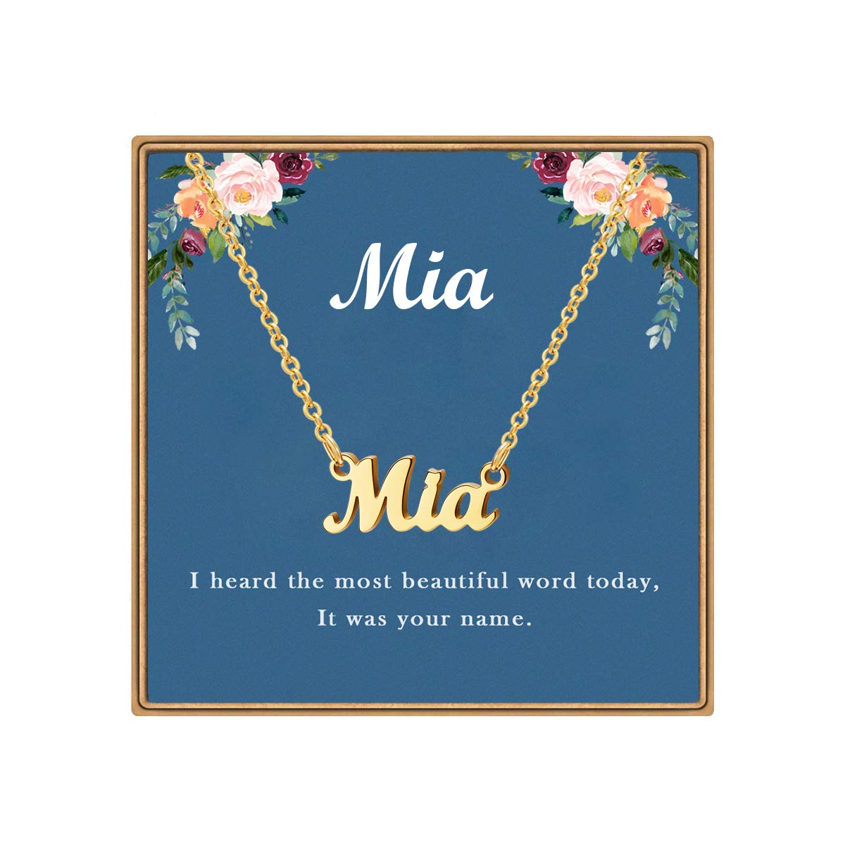 Ldurian Custom Name Necklace, Personalized Name Plate Pendant Necklace Pre Gifts, Charm Pre-made Jewelry for Mom Mama Birthday Anniversary